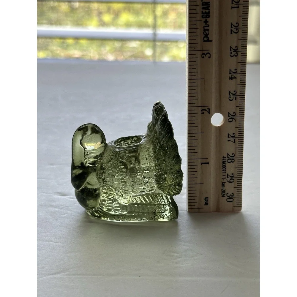 Vintage Green Glass Turkey Toothpick Holder  Pressed Glass Fall Thanksgiving 2